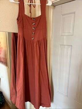 Comfortable summer sleeveless Button-Front Midi Dress 100 percent cotton